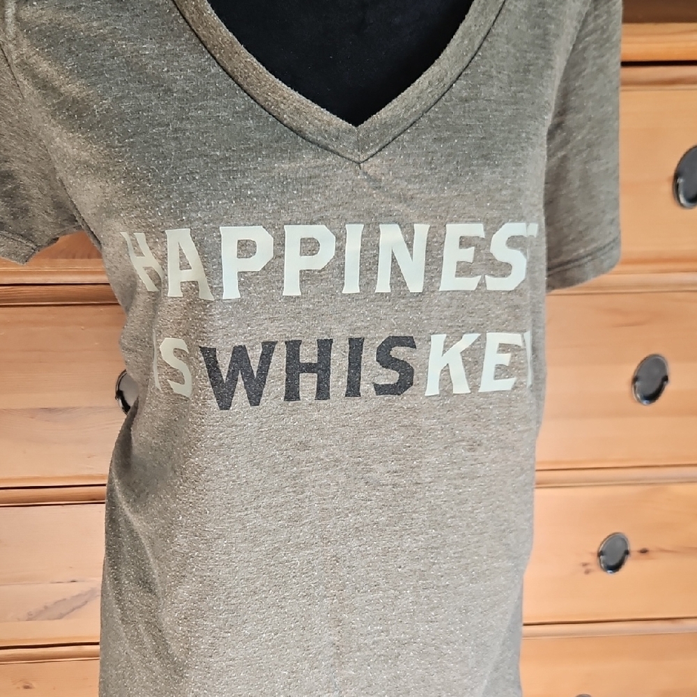 Olive V-Neck Graphic Tee